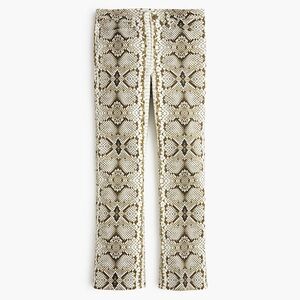 J. Crew Kick Out High Rise Cropped Pants in Green & Cream Snakeskin, SZ 32 NWOT